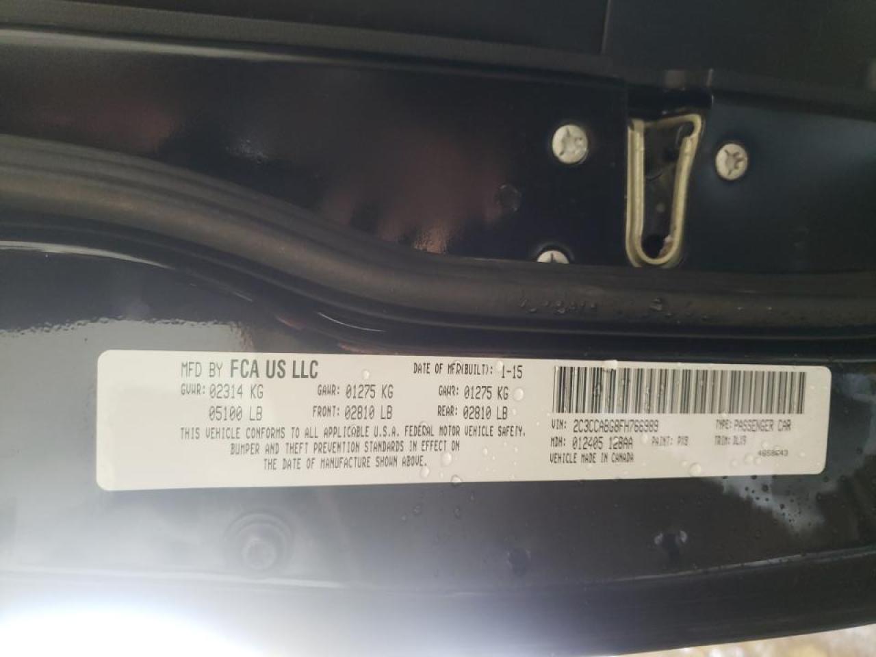 Photo 10 from auction – 2015 CHRYSLER 300 S with VIN 2C3CCABG8FH766989