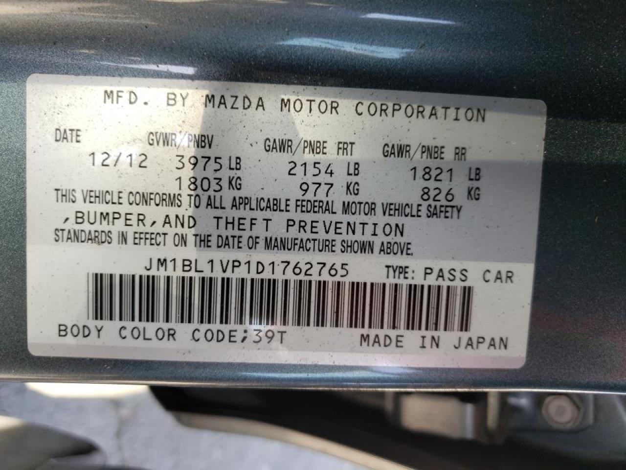 Photo 10 from auction – 2013 MAZDA 3 I with VIN JM1BL1VP1D1762765