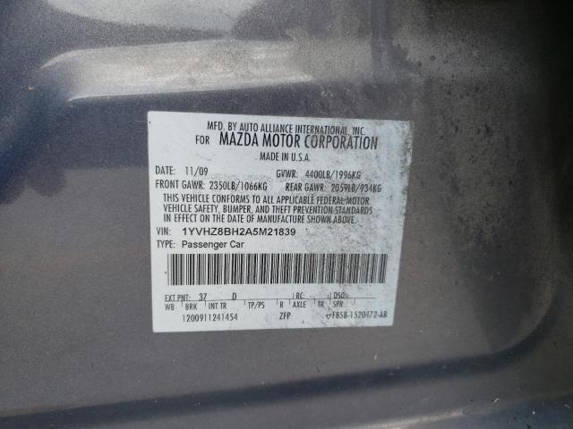 Photo 10 from auction – 2010 MAZDA 6 I with VIN 1YVHZ8BH2A5M21839