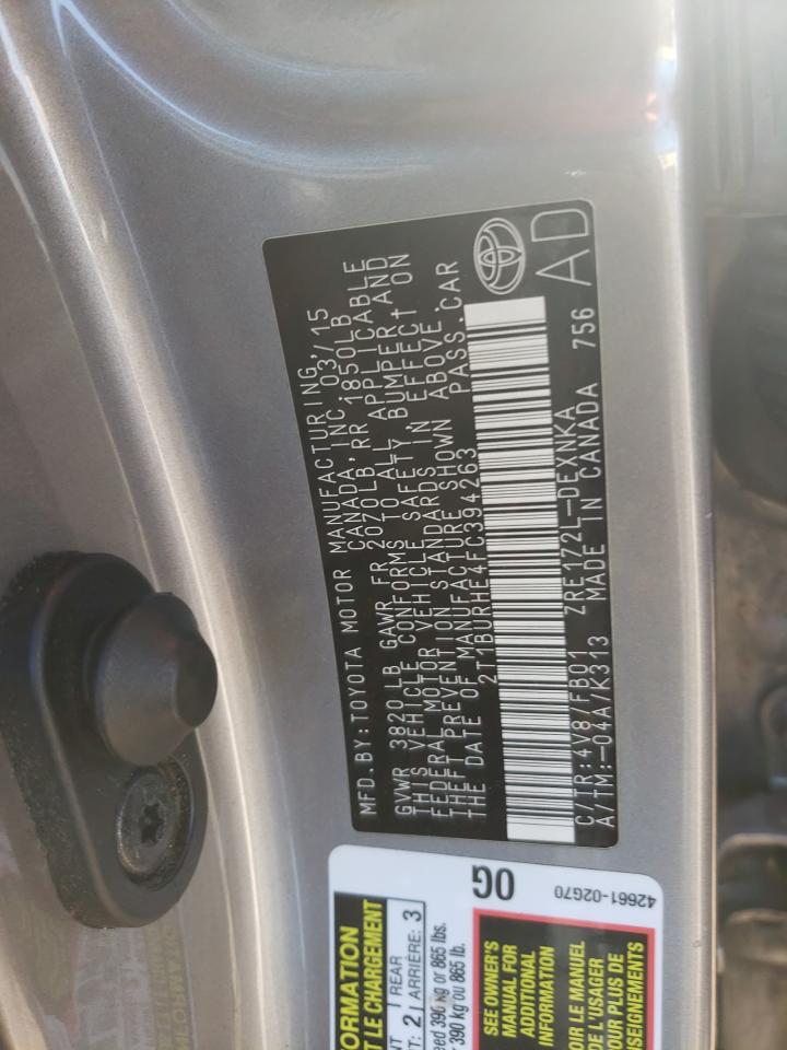 Photo 10 from auction – 2015 TOYOTA COROLLA L with VIN 2T1BURHE4FC394263