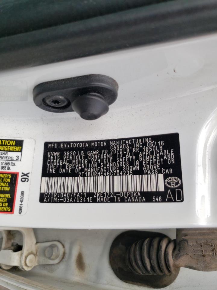 Photo 10 from auction – 2016 TOYOTA COROLLA L with VIN 2T1BURHE4GC704235
