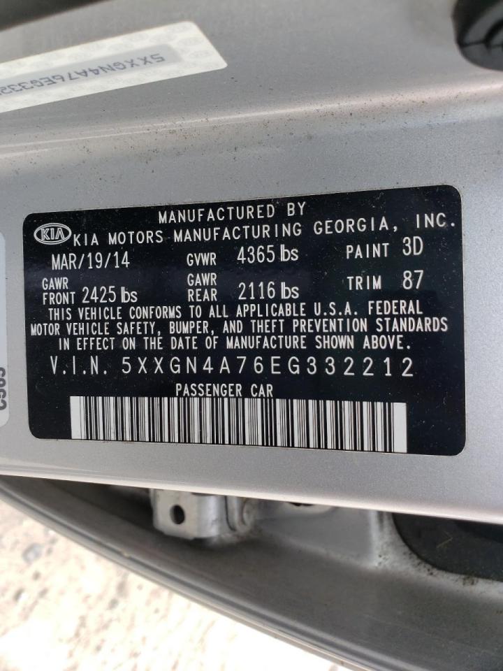 Photo 10 from auction – 2014 KIA OPTIMA EX with VIN 5XXGN4A76EG332212