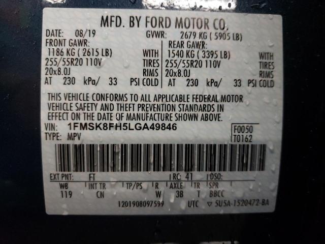 Photo 10 from auction – 2020 FORD EXPLORER L with VIN 1FMSK8FH5LGA49846