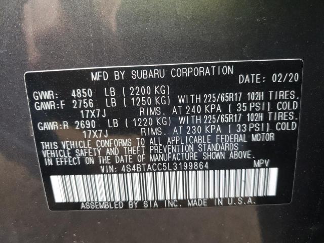 Photo 10 from auction – 2020 SUBARU OUTBACK PR with VIN 4S4BTACC5L3199864