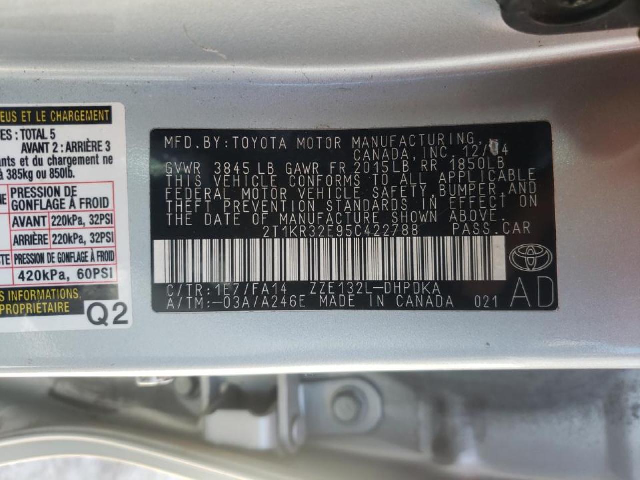 Photo 10 from auction – 2005 TOYOTA COROLLA MA with VIN 2T1KR32E95C422788