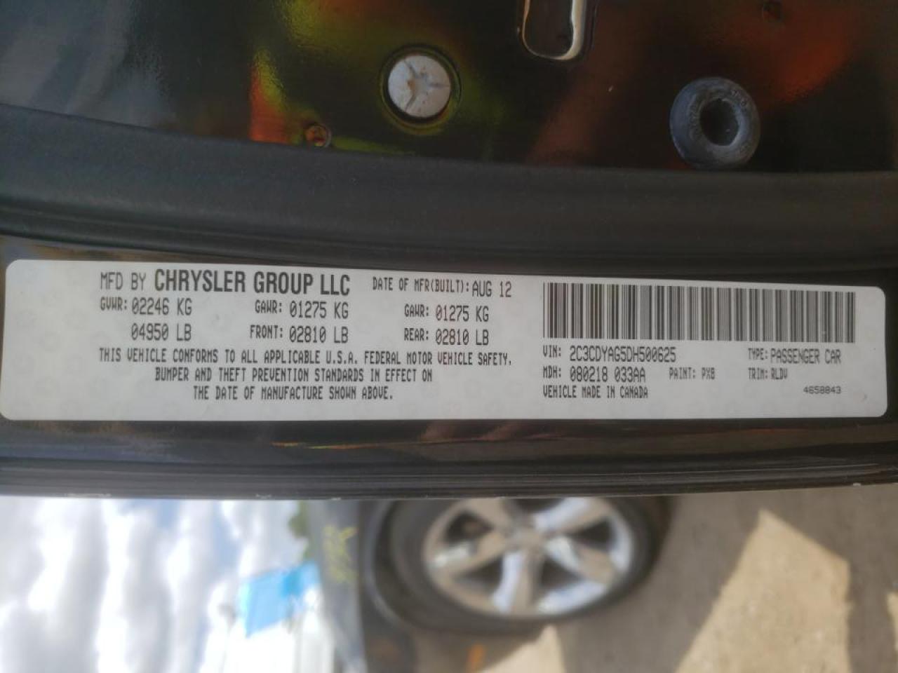 Photo 10 from auction – 2013 DODGE CHALLENGER with VIN 2C3CDYAG5DH500625