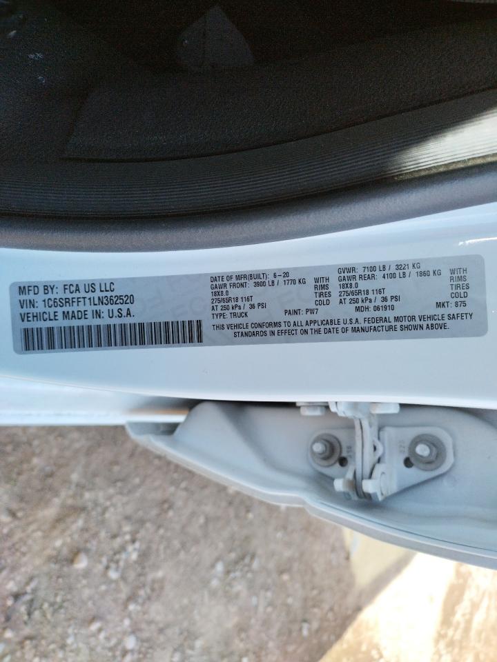Photo 10 from auction – 2020 RAM 1500 BIG H with VIN 1C6SRFFT1LN362520