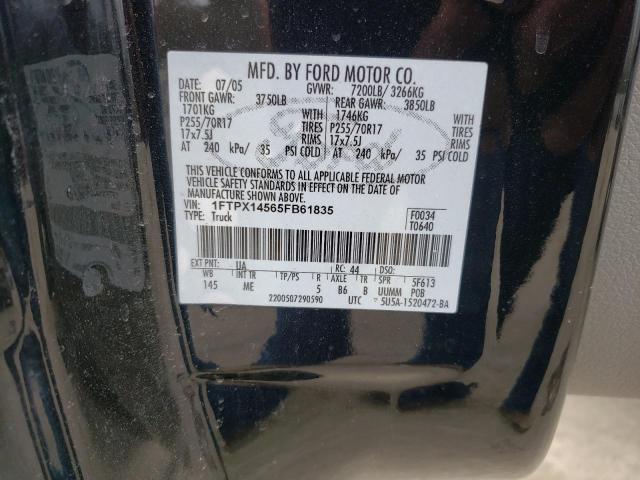 Photo 10 from auction – 2005 FORD F150 with VIN 1FTPX14565FB61835