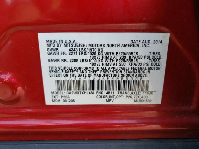 Photo 10 from auction – 2015 MITSUBISHI OUTLANDER with VIN 4A4AP4AU8FE005590