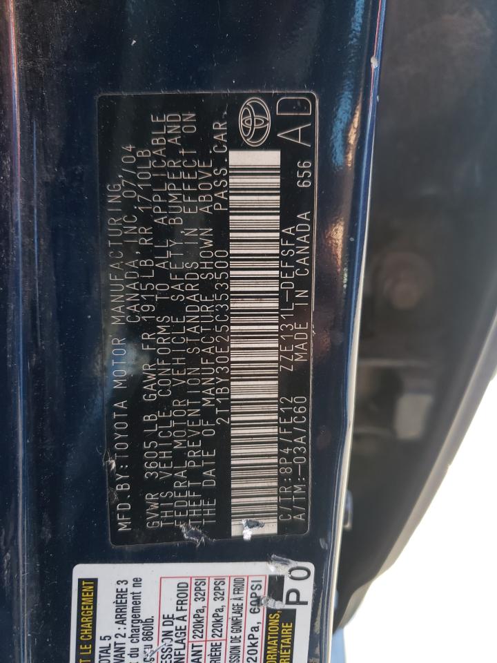 Photo 10 from auction – 2005 TOYOTA COROLLA XR with VIN 2T1BY30E25C353500