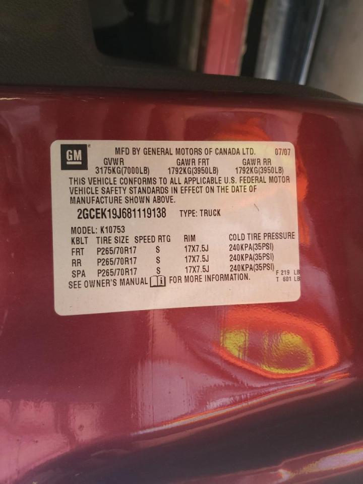 Photo 10 from auction – 2008 CHEVROLET SILVERADO with VIN 2GCEK19J681119138