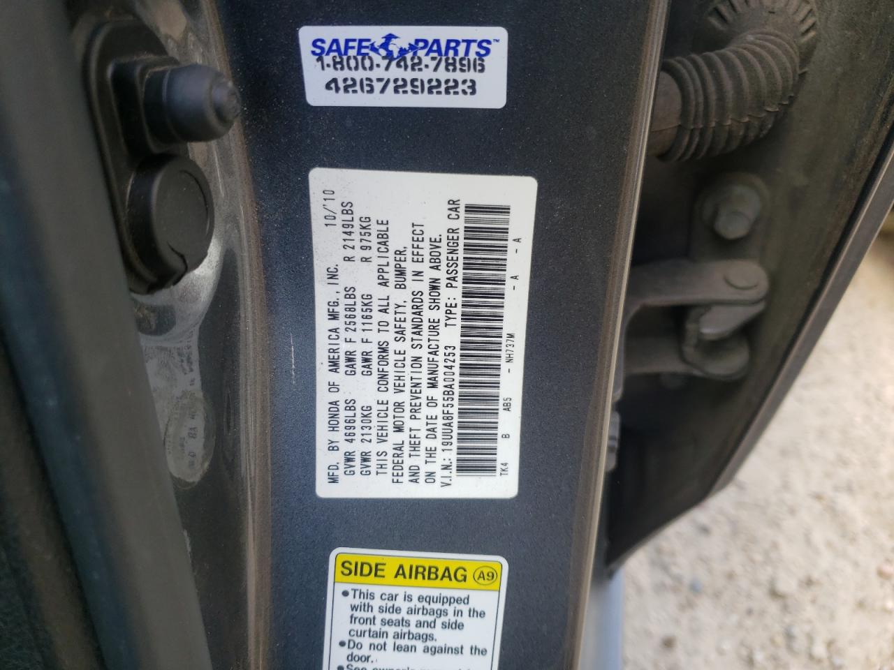 Photo 10 from auction – 2011 ACURA TL with VIN 19UUA8F55BA004253