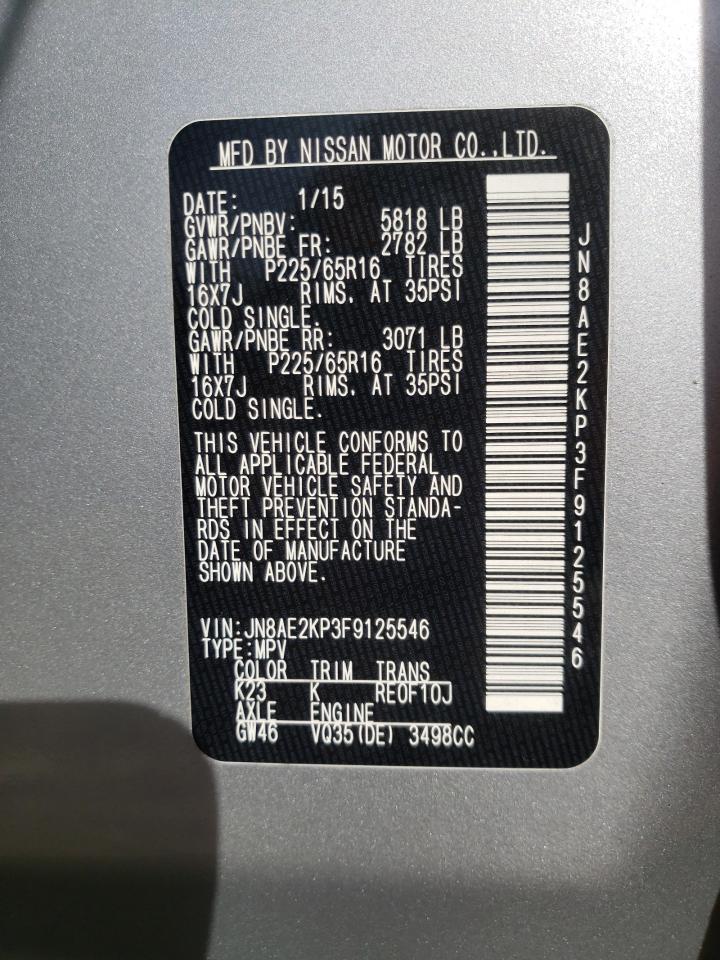 Photo 10 from auction – 2015 NISSAN QUEST S with VIN JN8AE2KP3F9125546