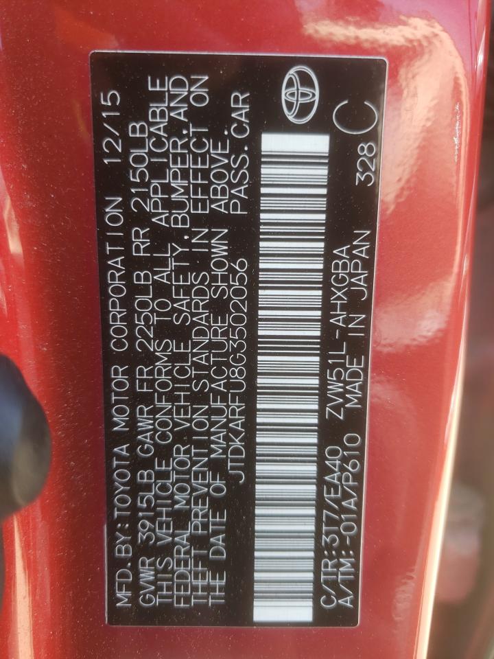 Photo 10 from auction – 2016 TOYOTA PRIUS with VIN JTDKARFU8G3502056
