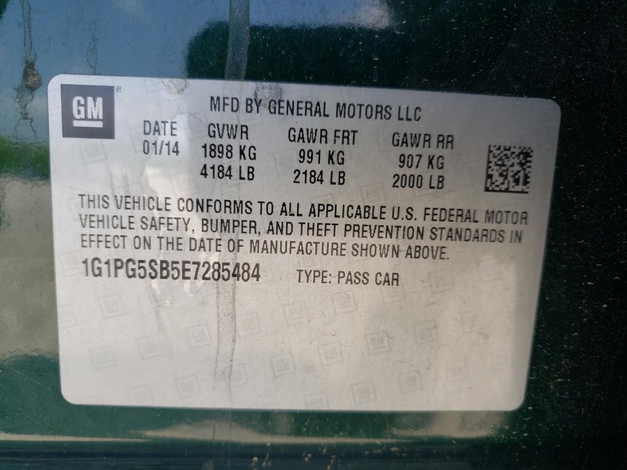 Photo 10 from auction – 2014 CHEVROLET CRUZE LTZ with VIN 1G1PG5SB5E7285484