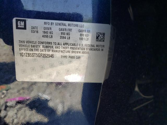 CHEVROLET MALIBU LS 2016 with VIN 1G1ZB5ST5GF252946 - Photo from auction