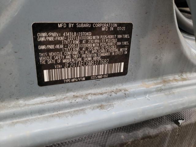 Photo 10 from auction – 2021 SUBARU CROSSTREK with VIN JF2GTAEC6M8377682
