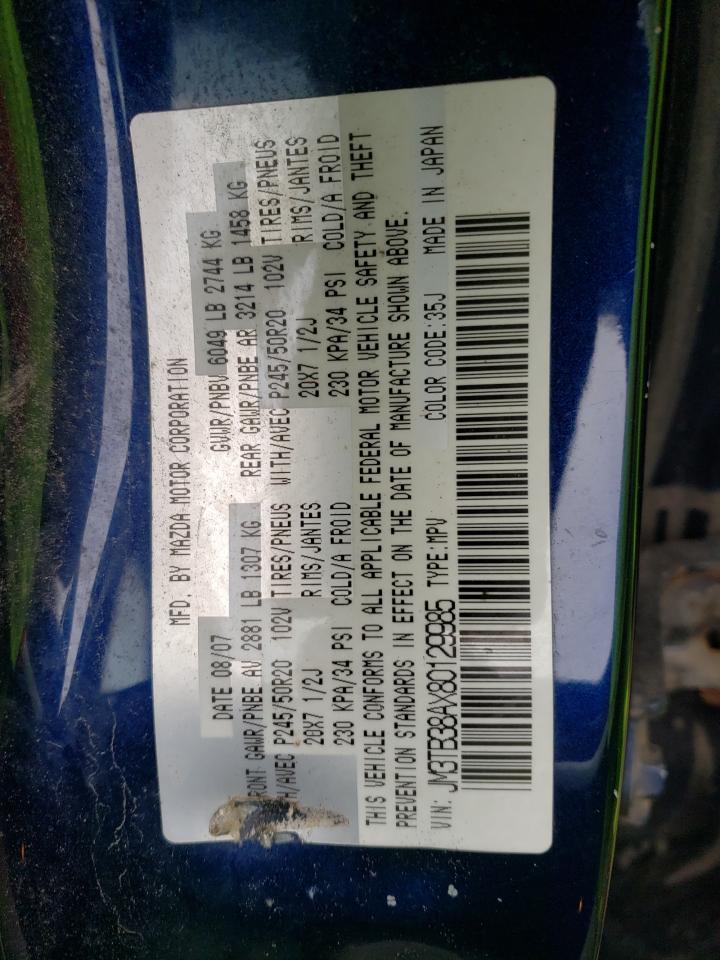 Photo 10 from auction – 2008 MAZDA CX-9 with VIN JM3TB38AX80129985