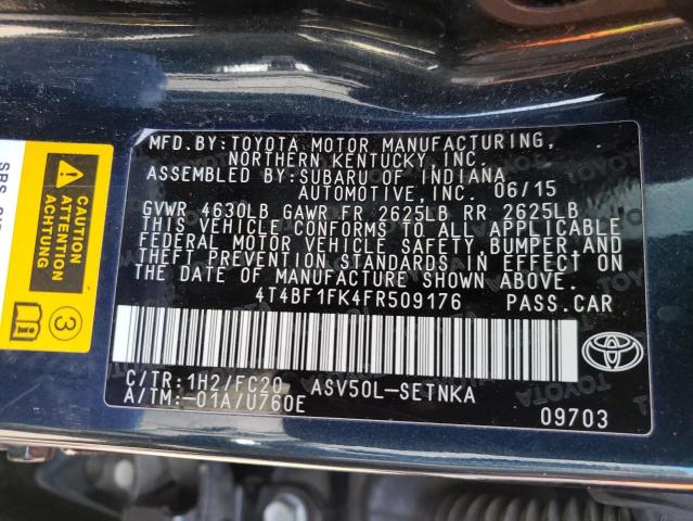 Photo 10 from auction – 2015 TOYOTA CAMRY LE with VIN 4T4BF1FK4FR509176