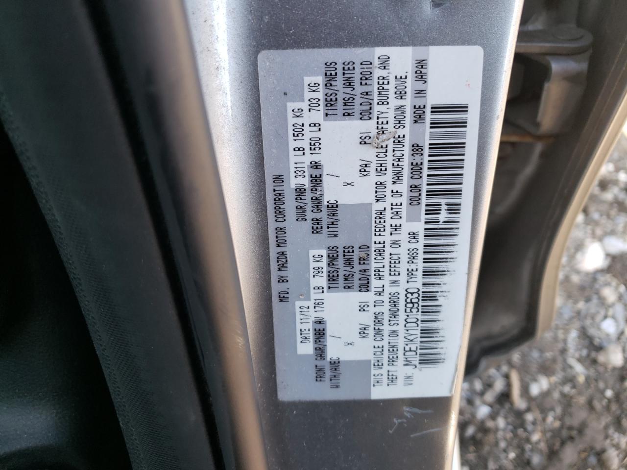Photo 10 from auction – 2013 MAZDA MAZDA2 with VIN JM1DE1KY1D0159630