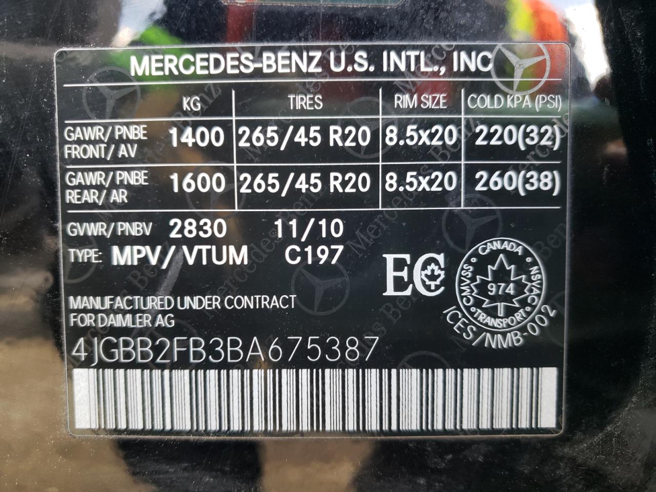 Photo 10 from auction – 2011 MERCEDES-BENZ ML 350 BLU with VIN 4JGBB2FB3BA675387