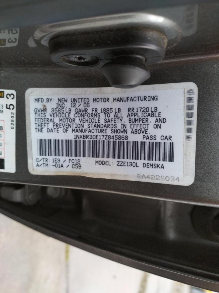 Photo 10 from auction – 2007 TOYOTA COROLLA CE with VIN 1NXBR30E17Z845868
