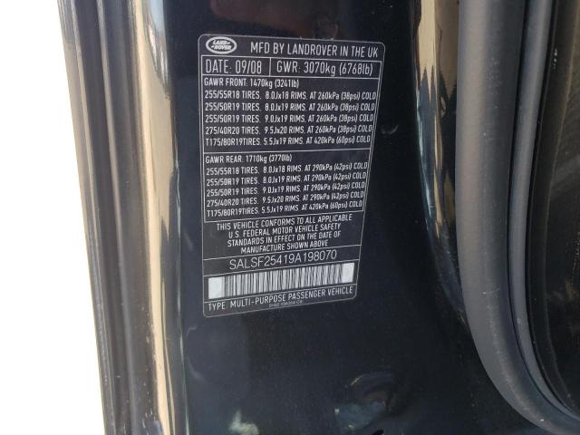 Photo 10 from auction – 2009 LAND ROVER RANGE ROVE with VIN SALSF25419A198070