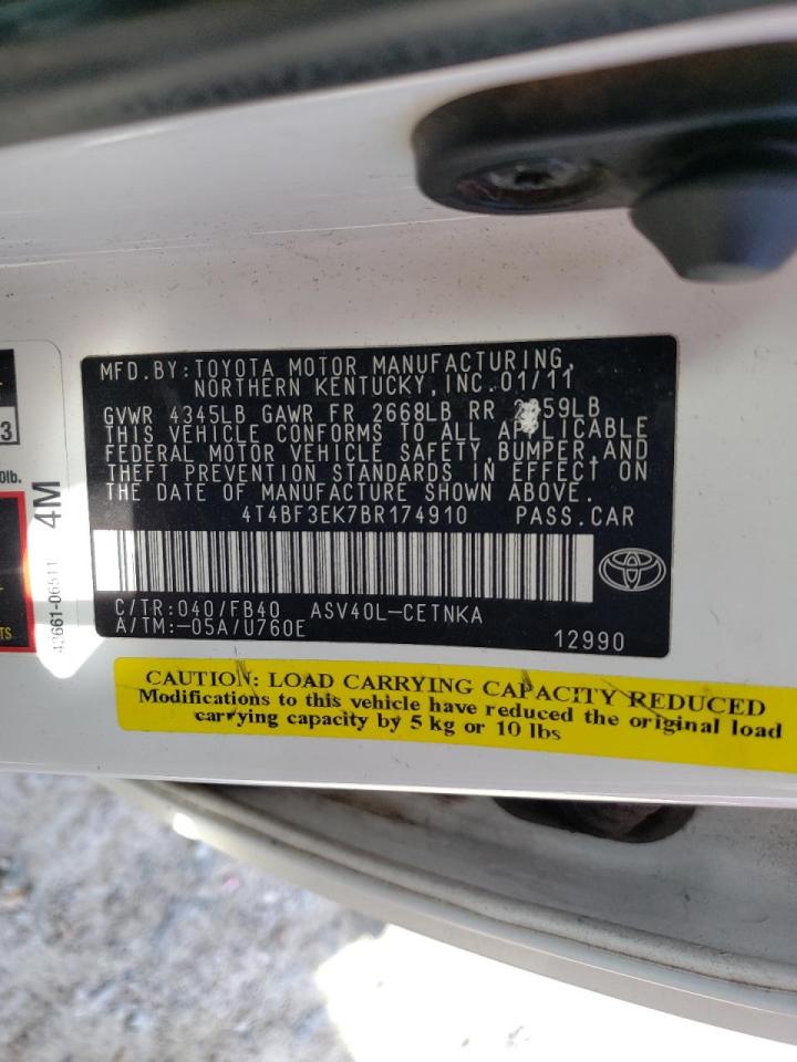 Photo 10 from auction – 2011 TOYOTA CAMRY BASE with VIN 4T4BF3EK7BR174910