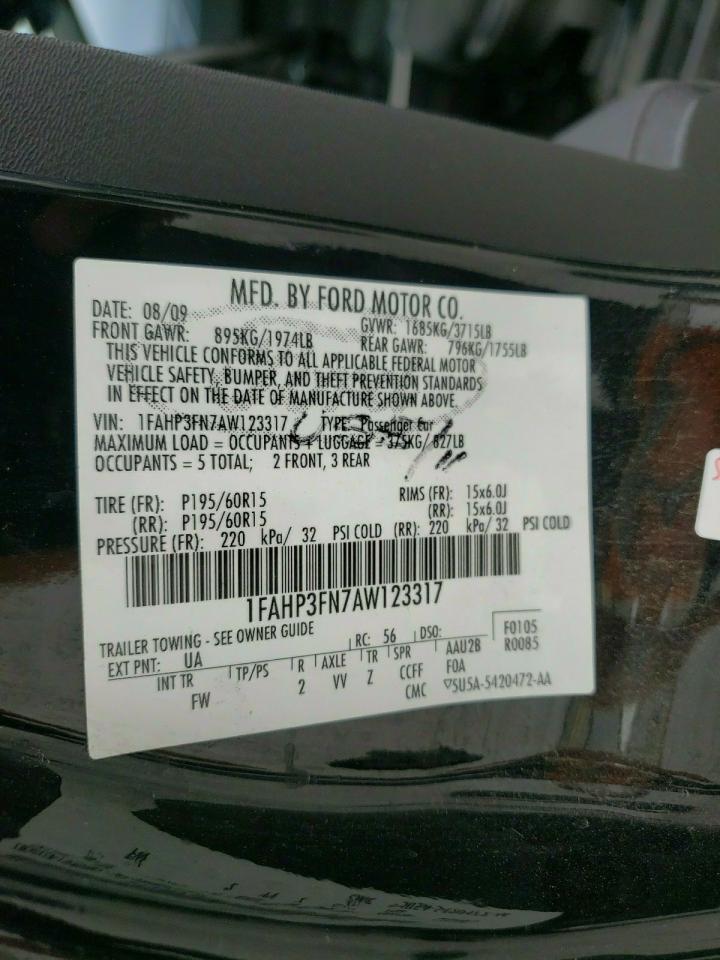 Photo 10 from auction – 2010 FORD FOCUS SE with VIN 1FAHP3FN7AW123317