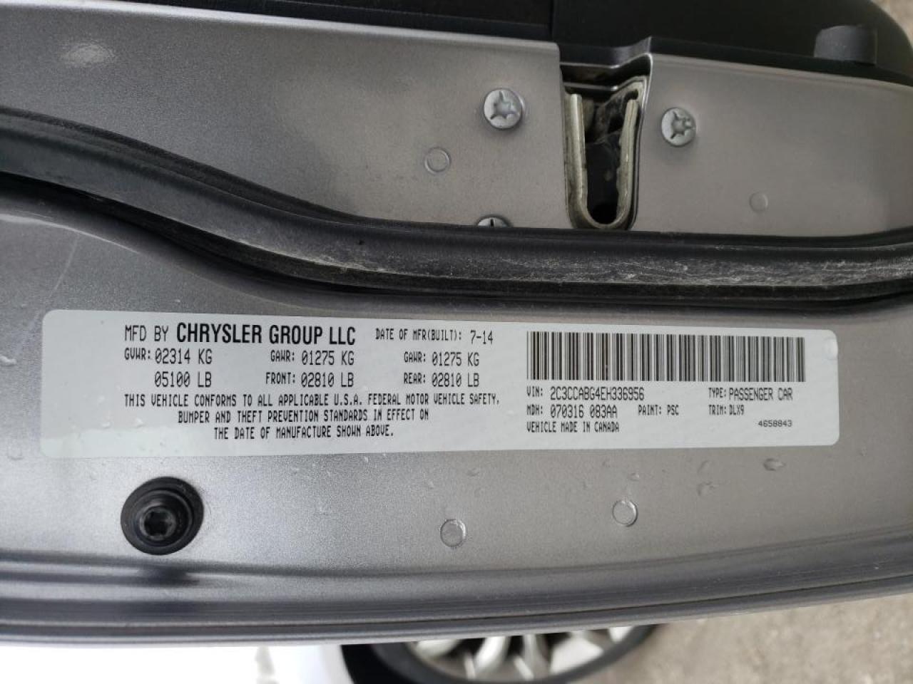 Photo 10 from auction – 2014 CHRYSLER 300 S with VIN 2C3CCABG4EH336956