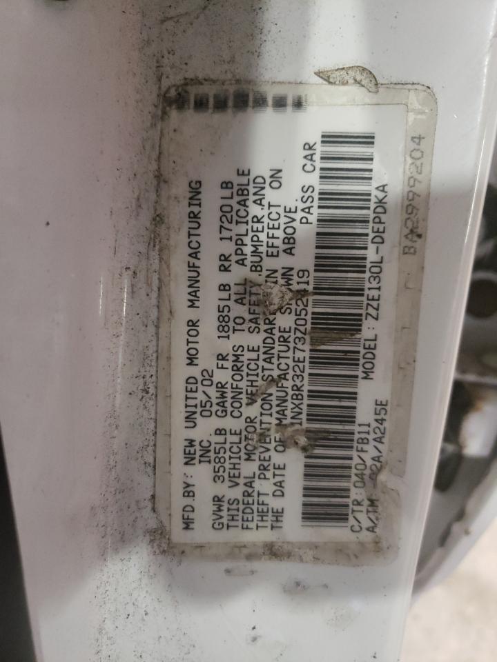 Photo 10 from auction – 2003 TOYOTA COROLLA with VIN 1NXBR32E73Z052419