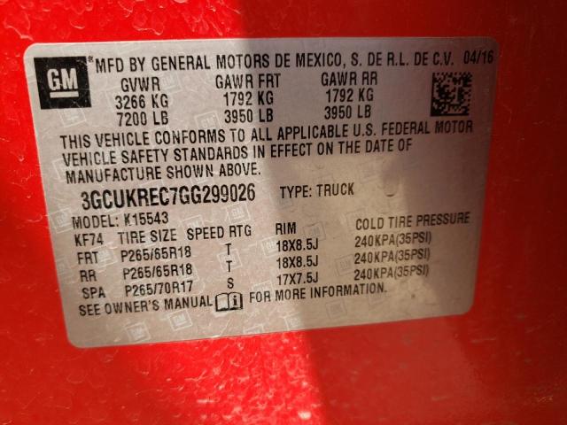 Photo 10 from auction – 2016 CHEVROLET SILVERADO with VIN 3GCUKREC7GG299026