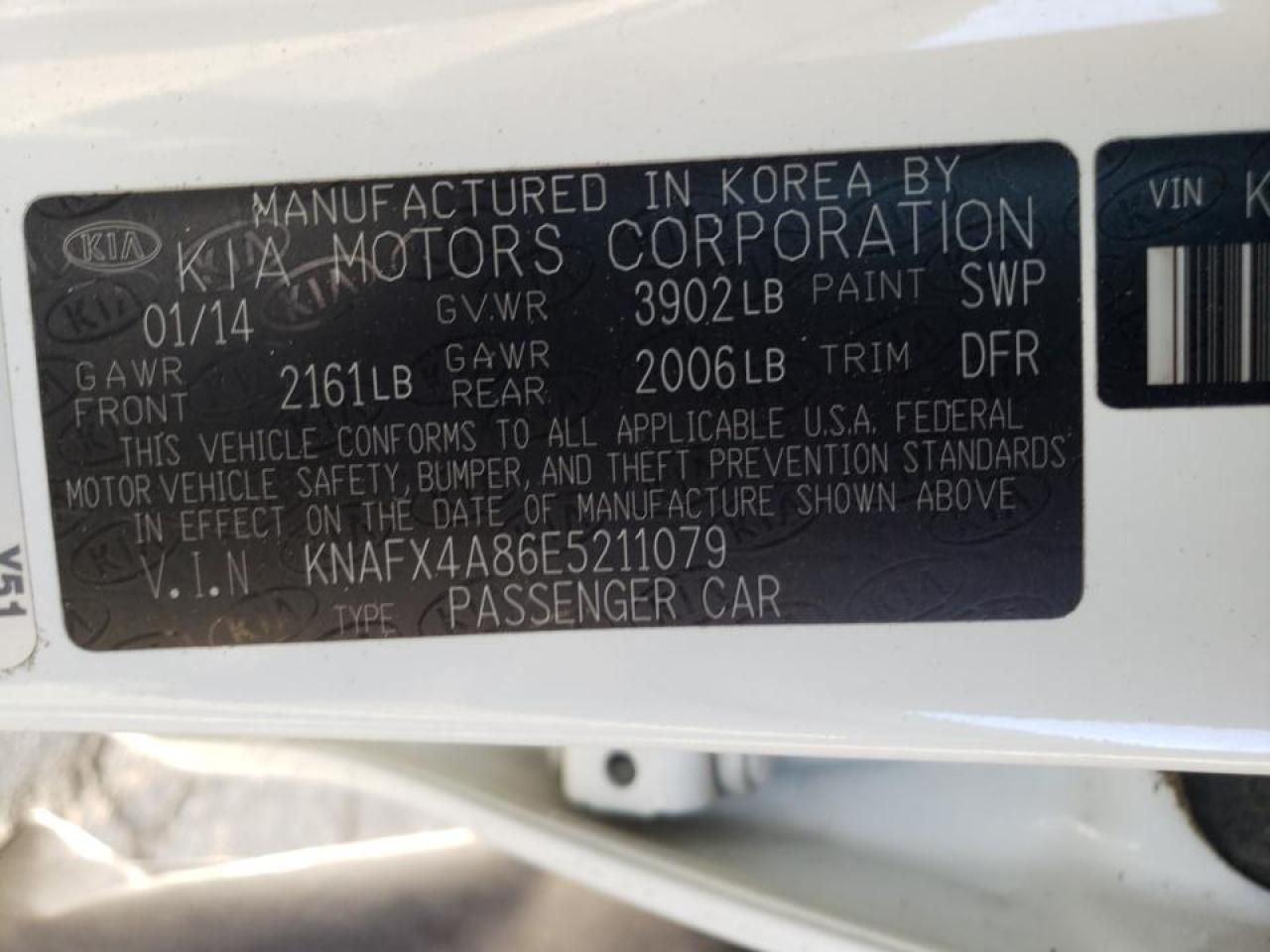 Photo 10 from auction – 2014 KIA FORTE EX with VIN KNAFX4A86E5211079