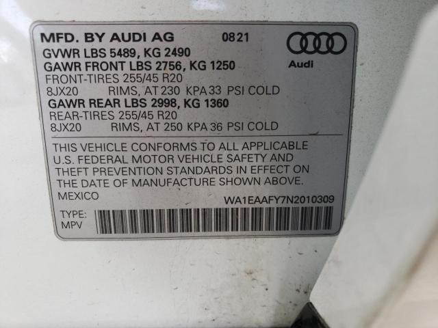 Photo 10 from auction – 2022 AUDI UK with VIN WA1EAAFY7N2010309