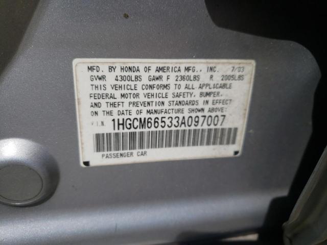 Photo 10 from auction – 2003 HONDA ACCORD EX with VIN 1HGCM66533A097007