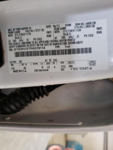 Photo 10 from auction – 2015 FORD F150 SUPER with VIN 1FTEW1CF7FKD78114