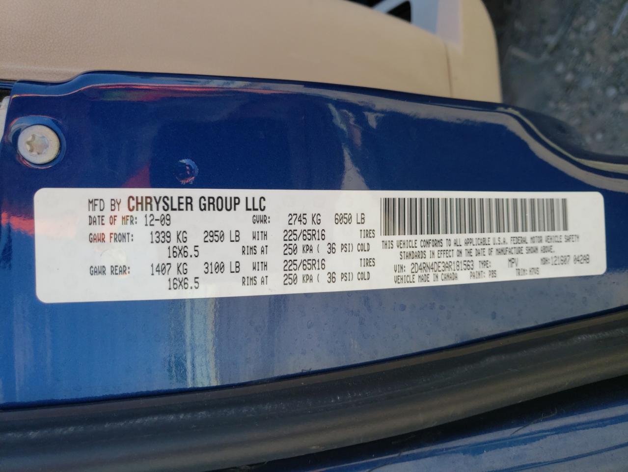Photo 10 from auction – 2010 DODGE GRAND CARA with VIN 2D4RN4DE3AR181563
