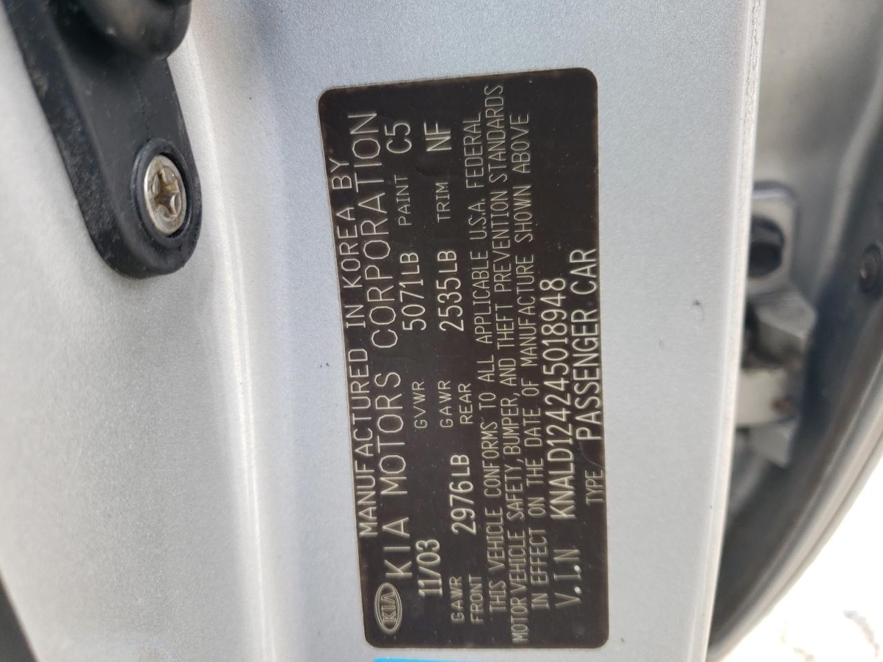 Photo 10 from auction – 2004 KIA AMANTI with VIN KNALD124245018948