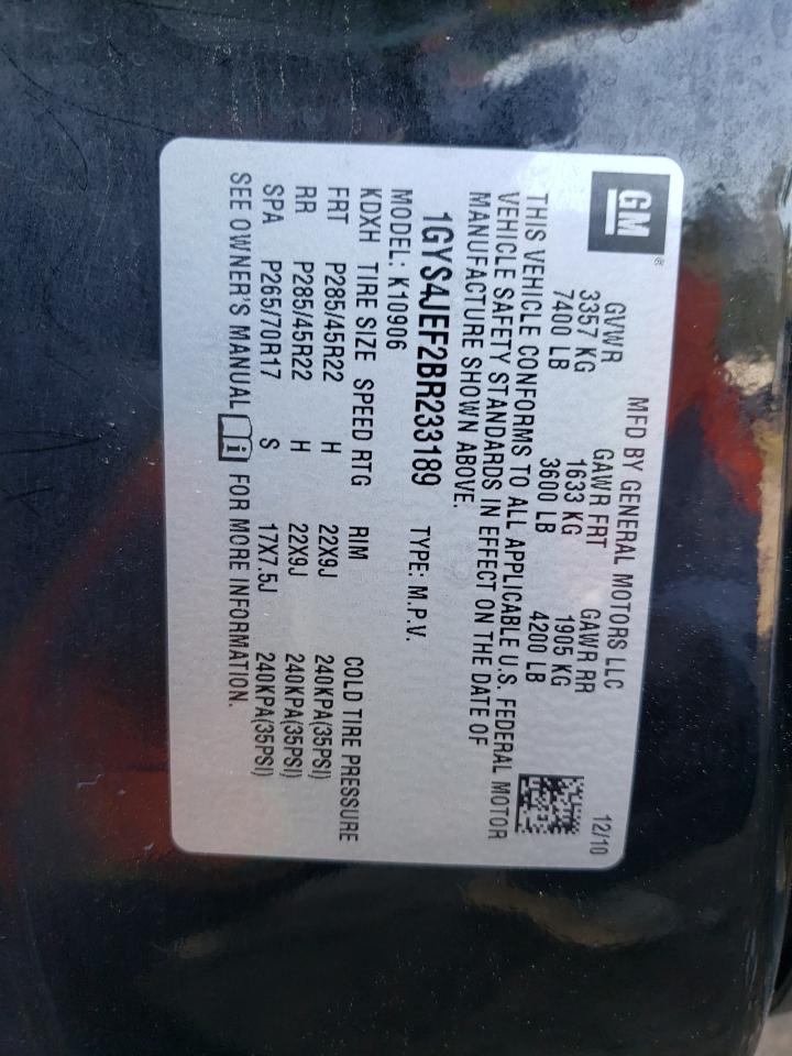 Photo 10 from auction – 2011 CADILLAC ESCALADE E with VIN 1GYS4JEF2BR233189