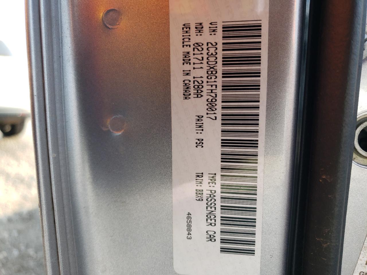 Photo 10 from auction – 2015 DODGE CHARGER SE with VIN 2C3CDXBG1FH790017