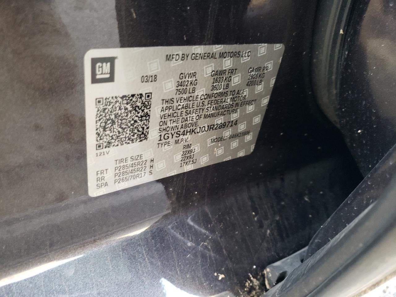 Photo 10 from auction – 2018 CADILLAC ESCALADE E with VIN 1GYS4HKJ0JR289714