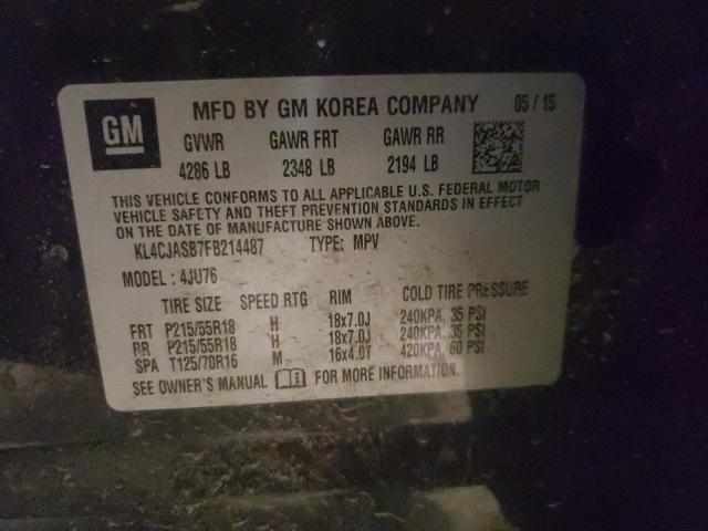 Photo 10 from auction – 2015 BUICK ENCORE with VIN KL4CJASB7FB214487
