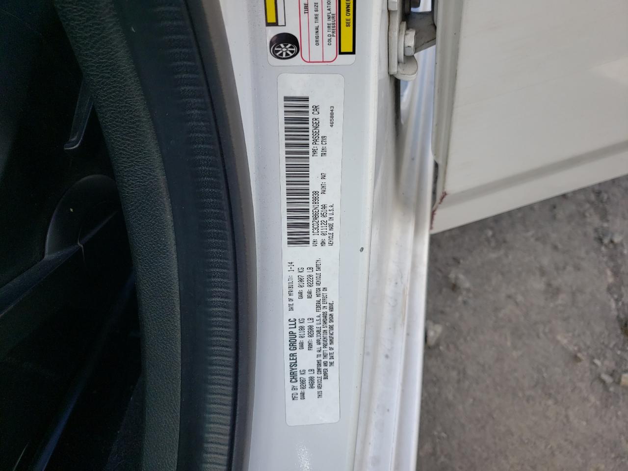 Photo 10 from auction – 2014 DODGE AVENGER SE with VIN 1C3CDZAB6EN189838