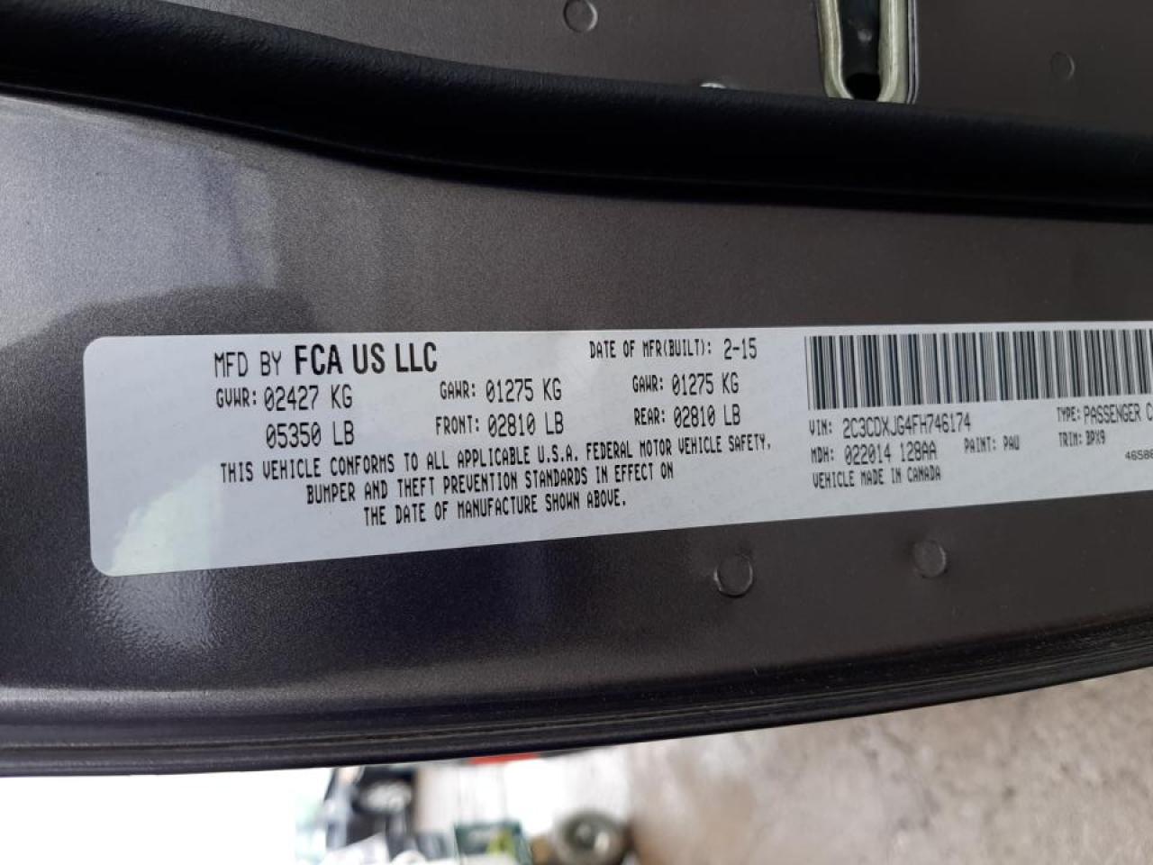 Photo 10 from auction – 2015 DODGE CHARGER SX with VIN 2C3CDXJG4FH746174