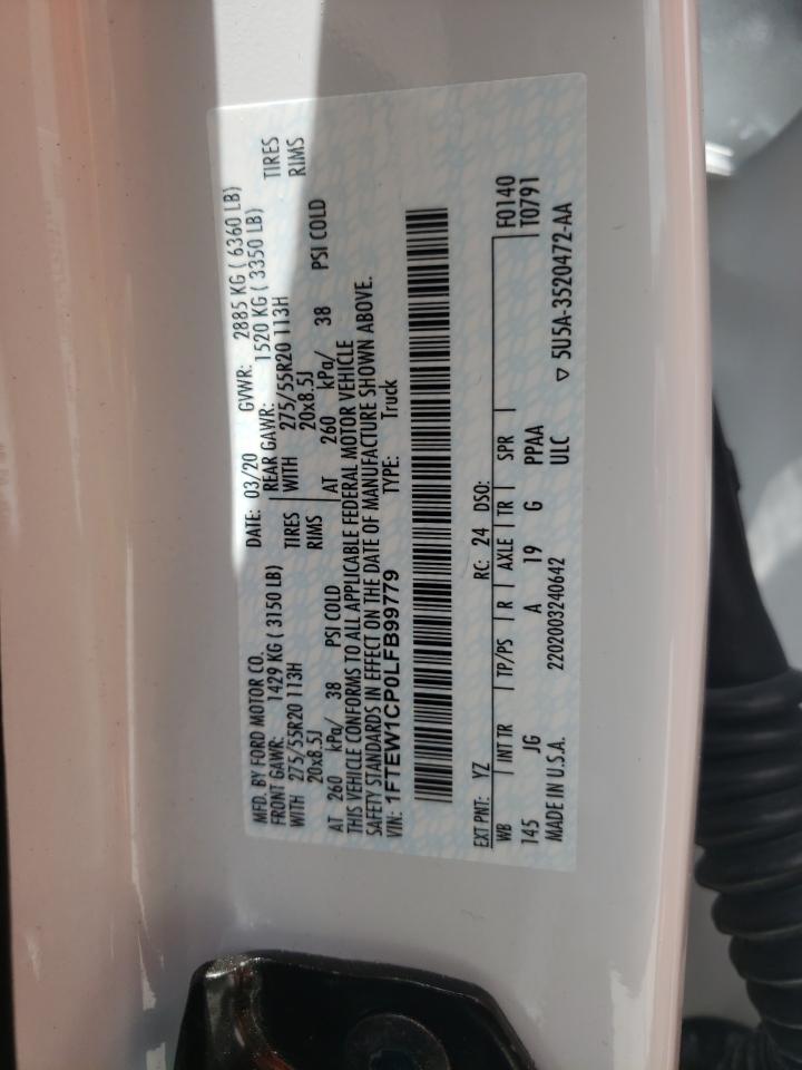 Photo 10 from auction – 2020 FORD F150 SUPER with VIN 1FTEW1CP0LFB99779