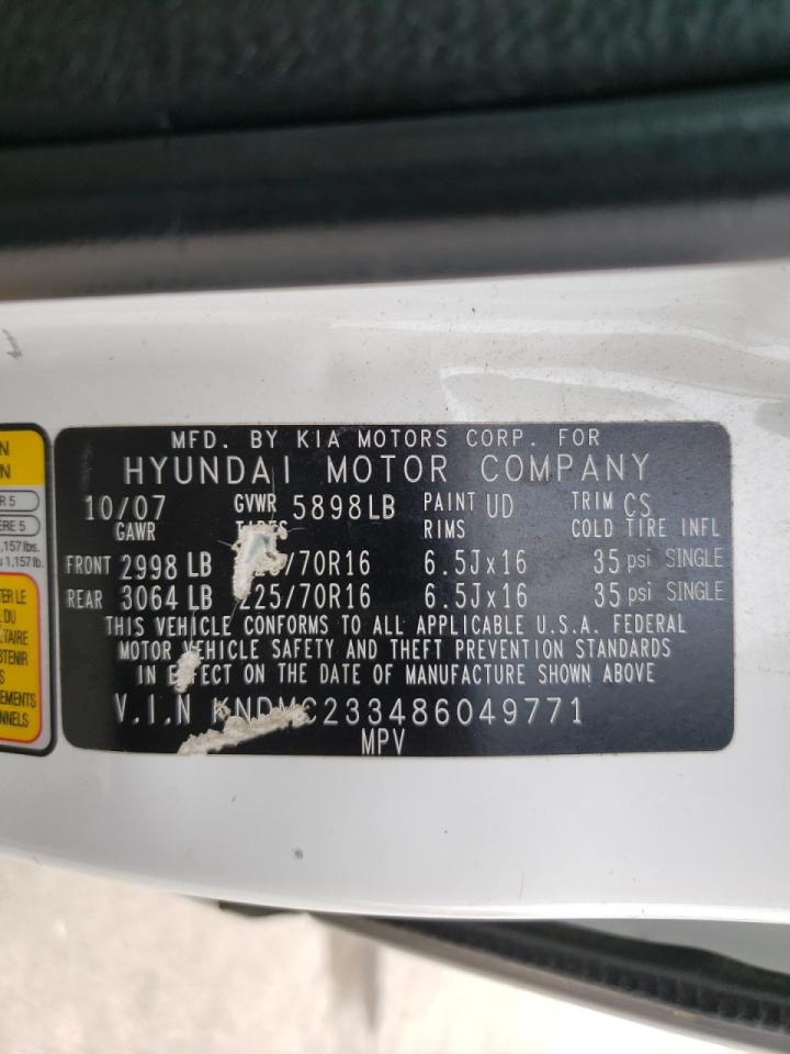 Photo 10 from auction – 2008 HYUNDAI ENTOURAGE with VIN KNDMC233486049771
