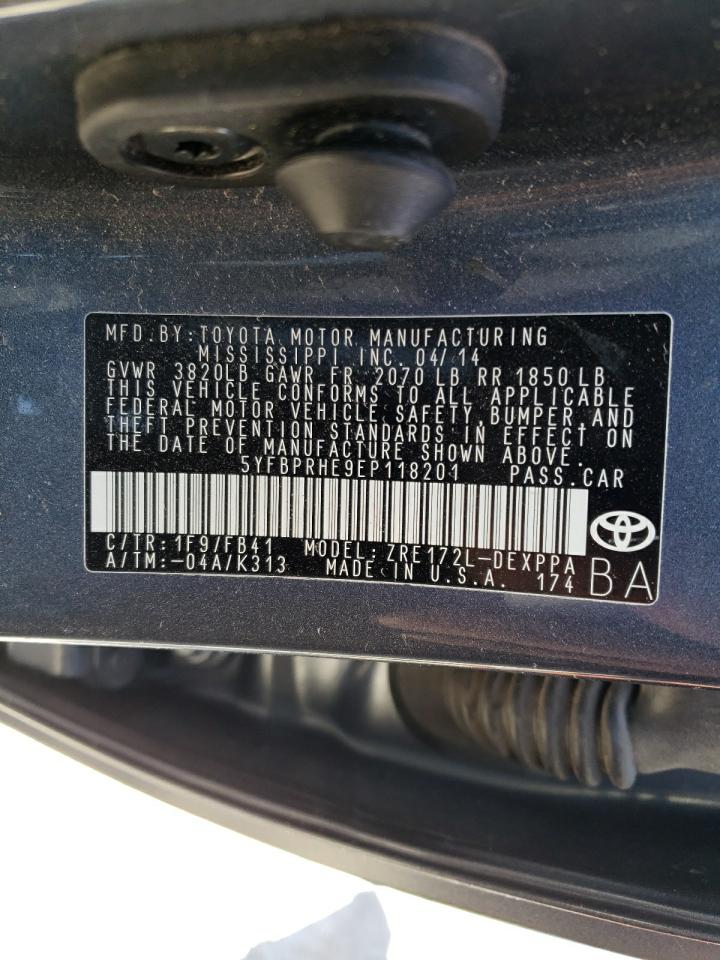 Photo 10 from auction – 2014 TOYOTA COROLLA EC with VIN 5YFBPRHE9EP118201