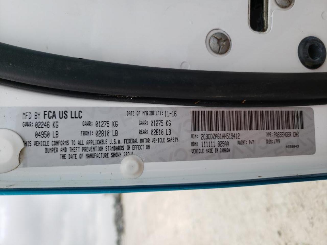 Photo 10 from auction – 2017 DODGE CHALLENGER with VIN 2C3CDZAG1HH519412