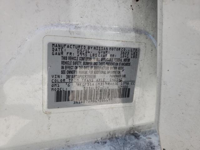 Photo 10 from auction – 2016 NISSAN SENTRA S with VIN 3N1AB7AP8GY286699