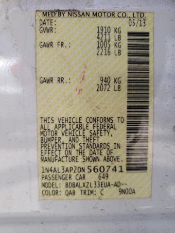 NISSAN ALTIMA 2.5 2013 with VIN 1N4AL3AP2DN560741 - Photo from auction